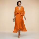 MARTA | VESTIDO DE CHIFFON COM DECOTE EM V