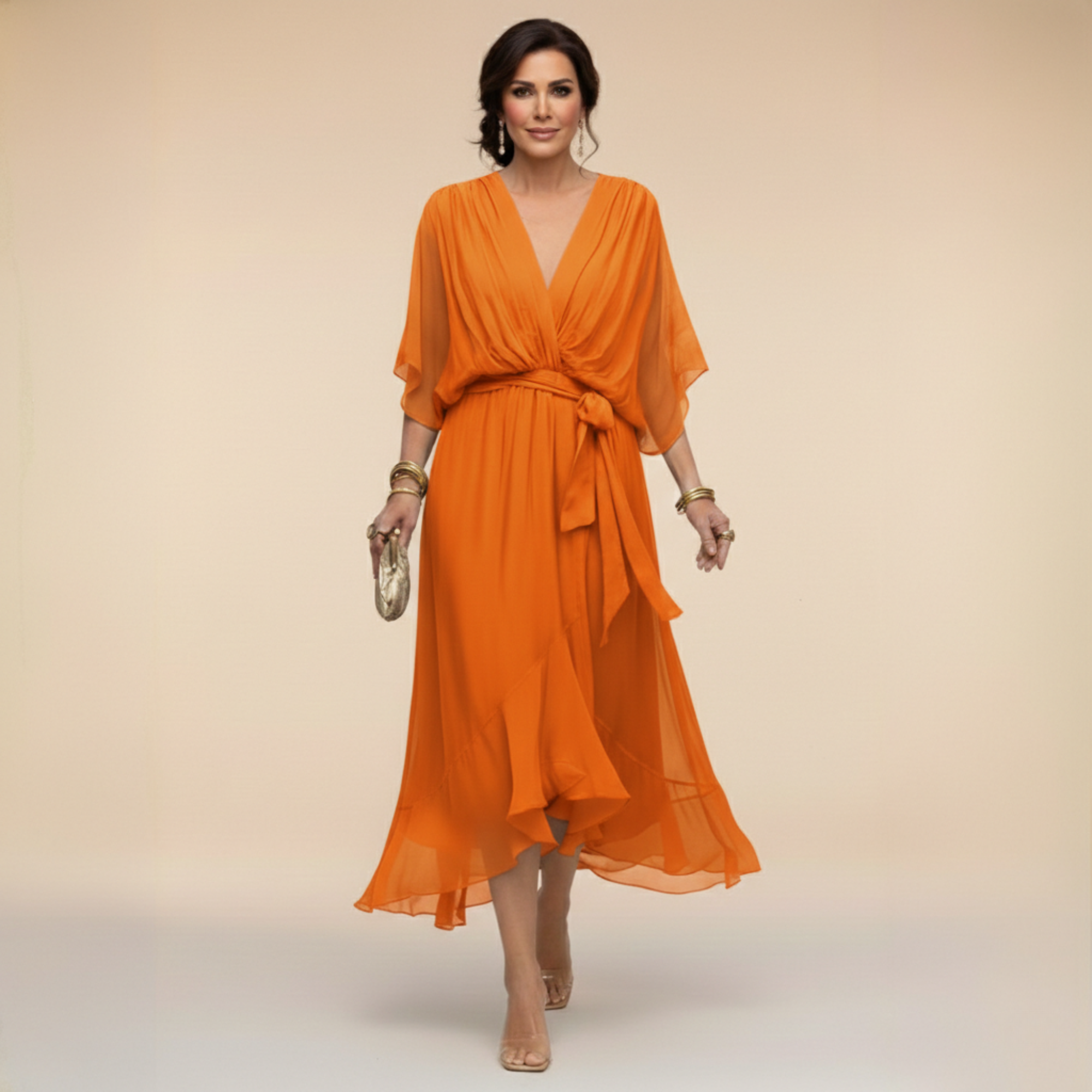 MARTA | VESTIDO DE CHIFFON COM DECOTE EM V