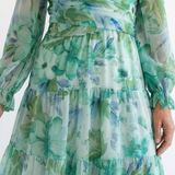 Camille | Vestido Maxi Florido com Mangas Longas