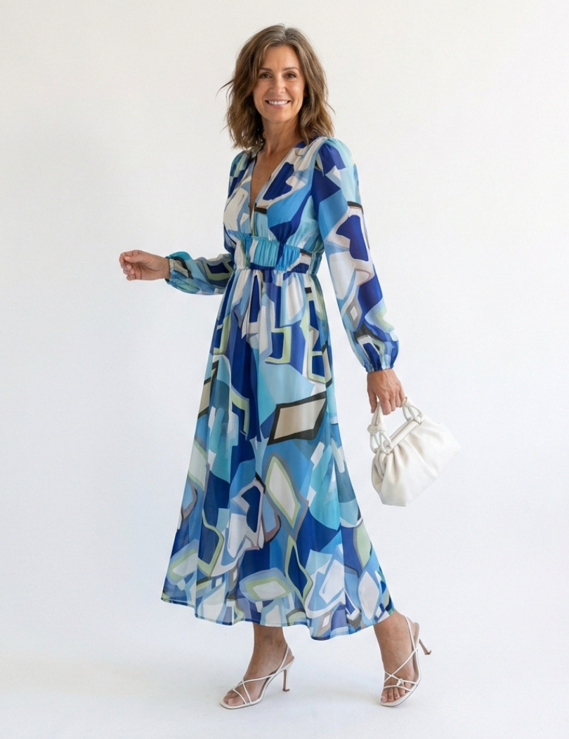 Camille | Vestido Maxi Florido com Mangas Longas