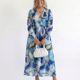 Camille | Vestido Maxi Florido com Mangas Longas