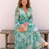 Camille | Vestido Maxi Florido com Mangas Longas