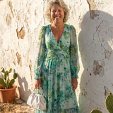 Camille | Vestido Maxi Florido com Mangas Longas