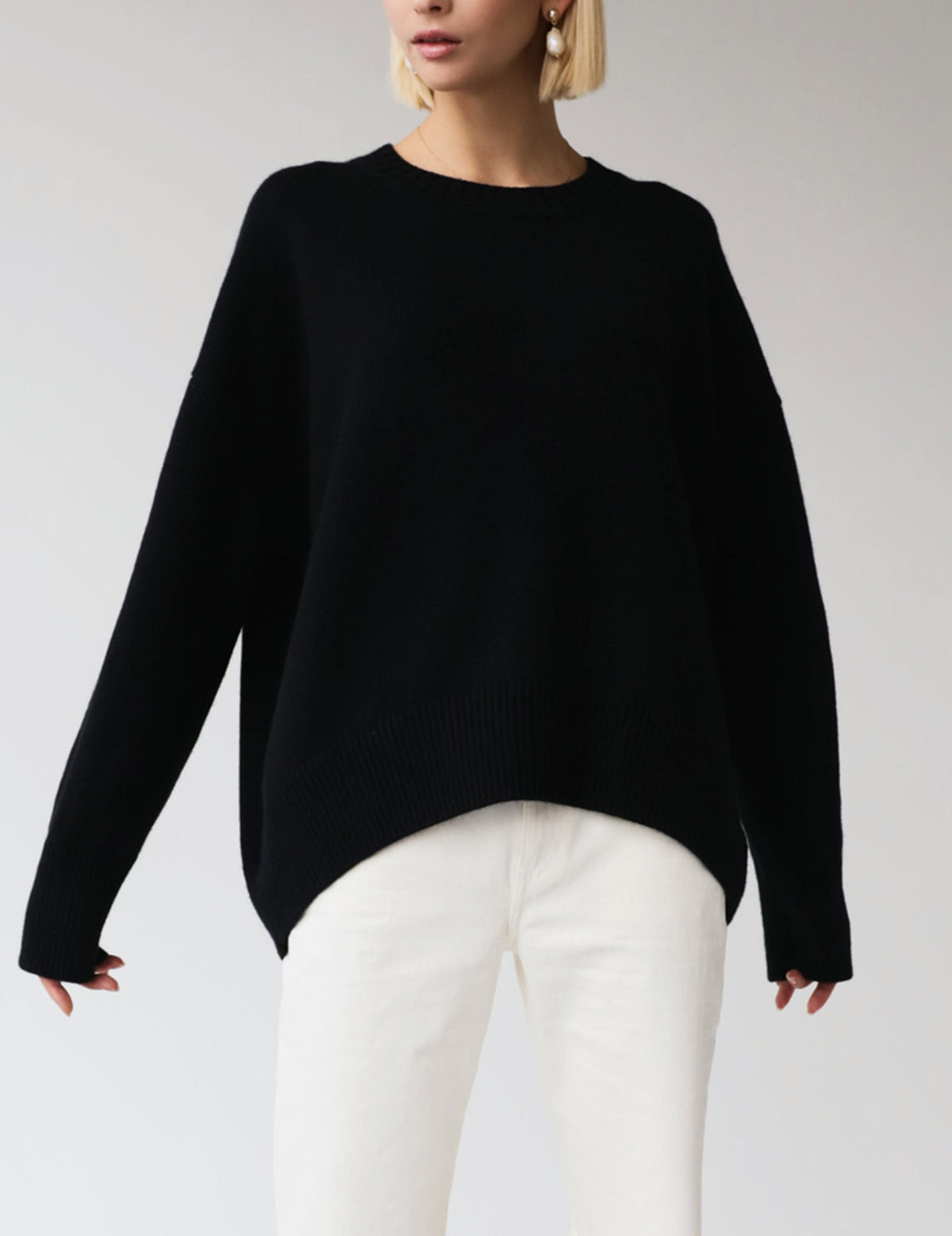 Heidi | Sweater de Gola Redonda Oversized e Relaxado