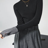 Isla | Sweater de Gola Alta com Punhos em Contraste