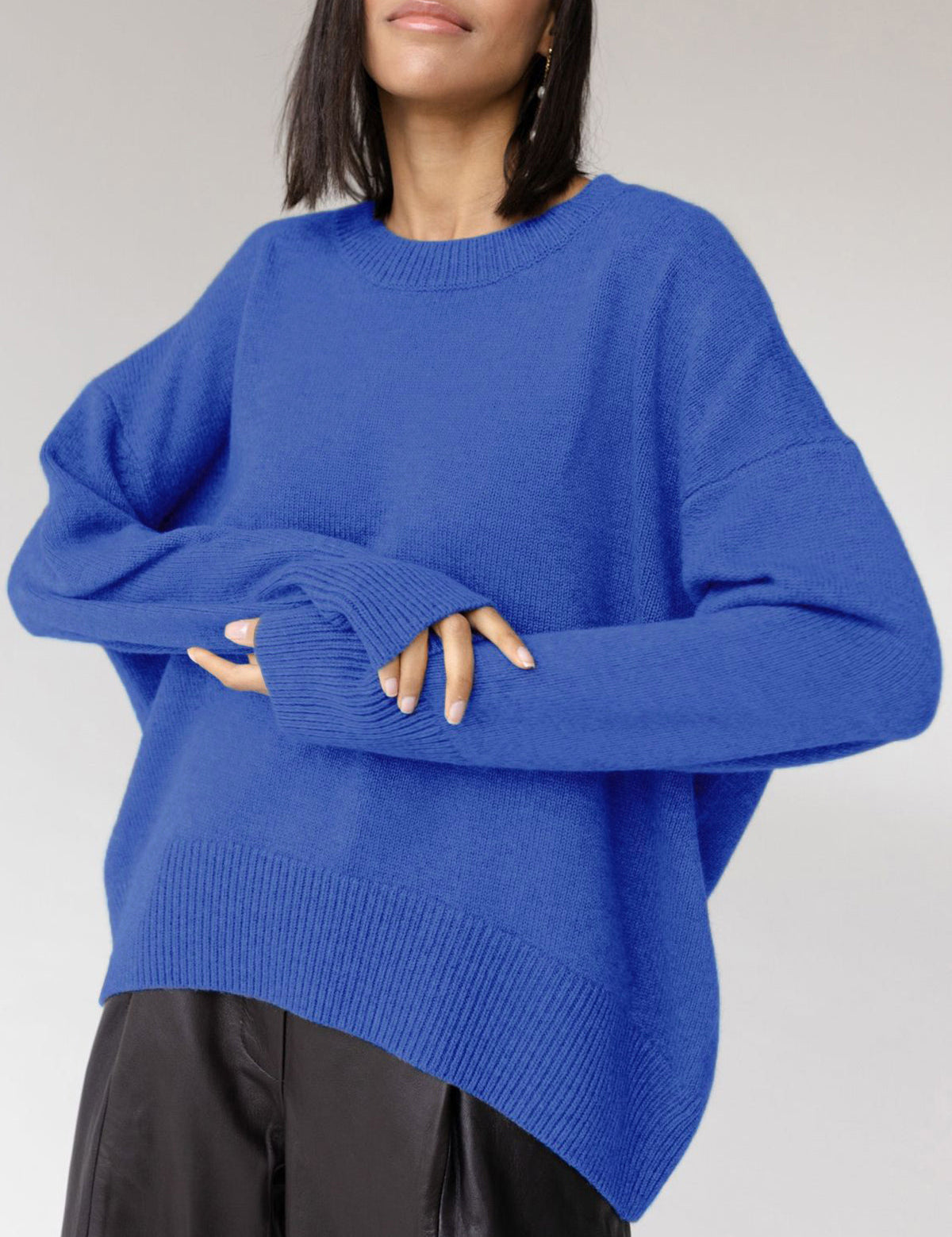Heidi | Sweater de Gola Redonda Oversized e Relaxado