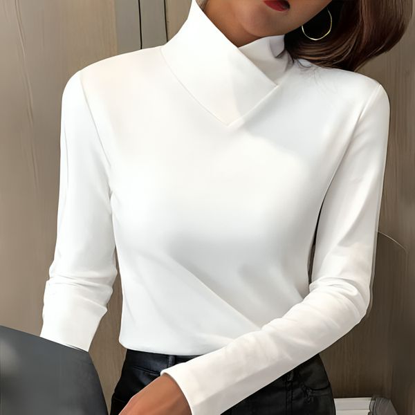Rosemarie | Top de Gola Alta Drapada em V