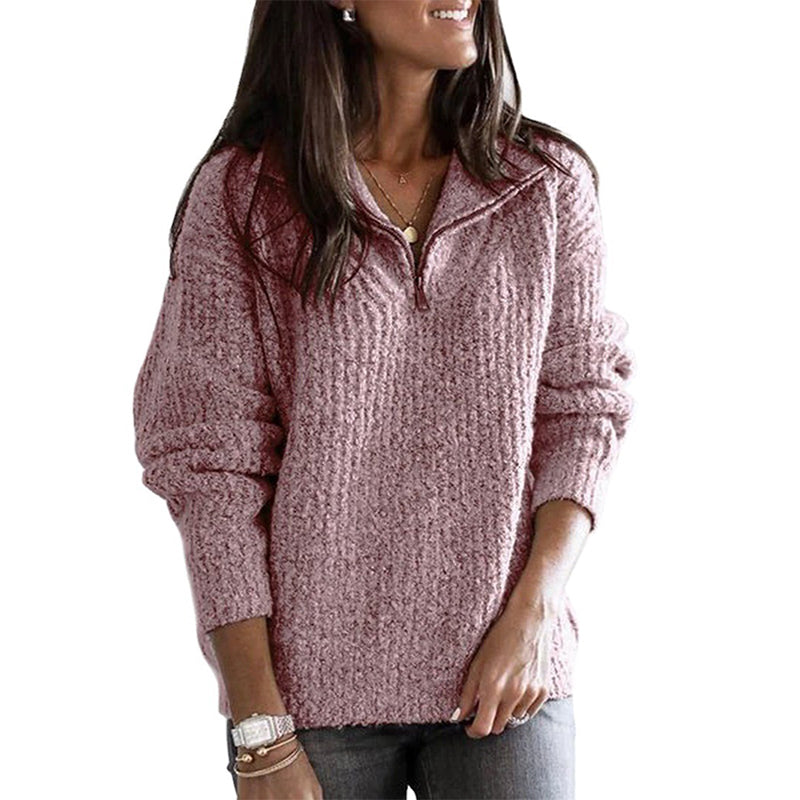 Greta | Sweater Relaxado com Zíper de Quartos