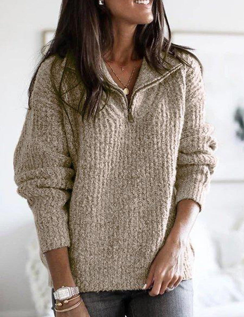Greta | Sweater Relaxado com Zíper de Quartos