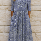 Élise | Vestido midi estampado com decote em V