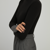 Isla | Sweater de Gola Alta com Punhos em Contraste