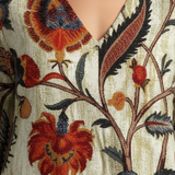Élise | Vestido midi floral de mangas longas em V