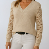 Claudia | Sweater de Malha com Trabalho em Ponto Aéreo