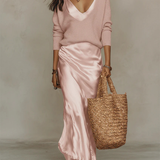 Helena | Vestido Midi de Cetim com Pullover Incluído
