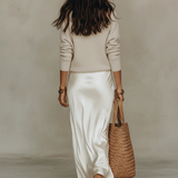 Helena | Vestido Midi de Cetim com Pullover Incluído