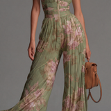 Inés | Macacão plisado de chiffon floral