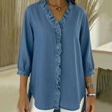 Maud™ | Blusa fluida com decote V e volantes