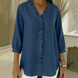 Maud™ | Blusa fluida com decote V e volantes