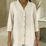Maud™ | Blusa fluida com decote V e volantes