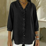 Maud™ | Blusa fluida com decote V e volantes