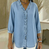 Maud™ | Blusa fluida com decote V e volantes
