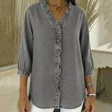 Maud™ | Blusa fluida com decote V e volantes