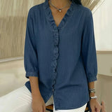 Maud™ | Blusa fluida com decote V e volantes