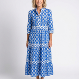 Pauline | Vestido midi de mangas três quartos e padrão de corrente