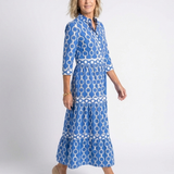 Pauline | Vestido midi de mangas três quartos e padrão de corrente