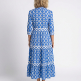 Pauline | Vestido midi de mangas três quartos e padrão de corrente