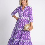 Pauline | Vestido midi de mangas três quartos e padrão de corrente