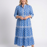 Pauline | Vestido midi de mangas três quartos e padrão de corrente