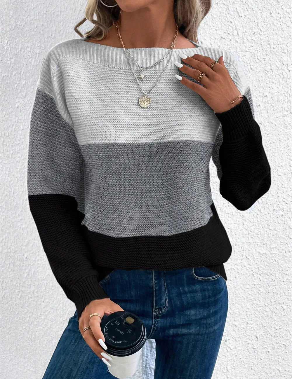 Carys | Sweater de Gola Barco em Cores