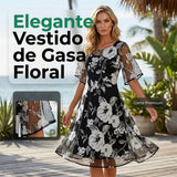 Elisa - Vestido de chiffon floral elegante