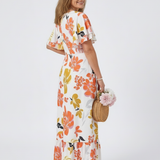 Nathalie | Vestido maxi de mangas curtas e decote redondo