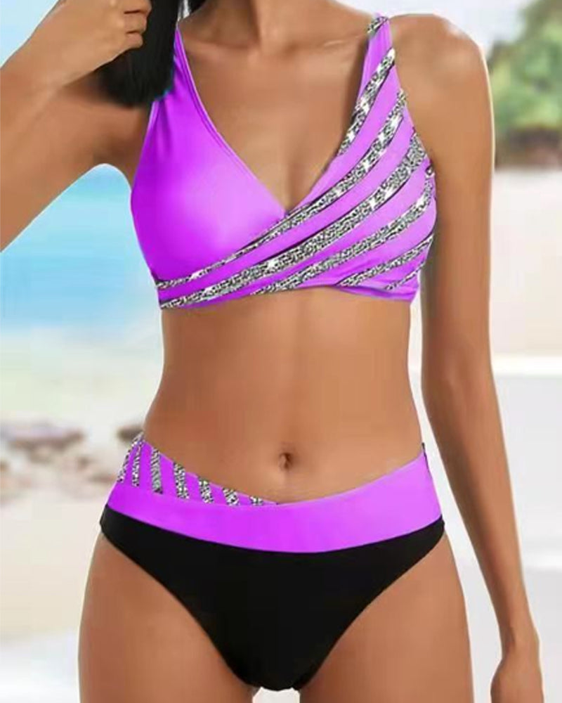 Mona - Bikini estampado em tons quentes