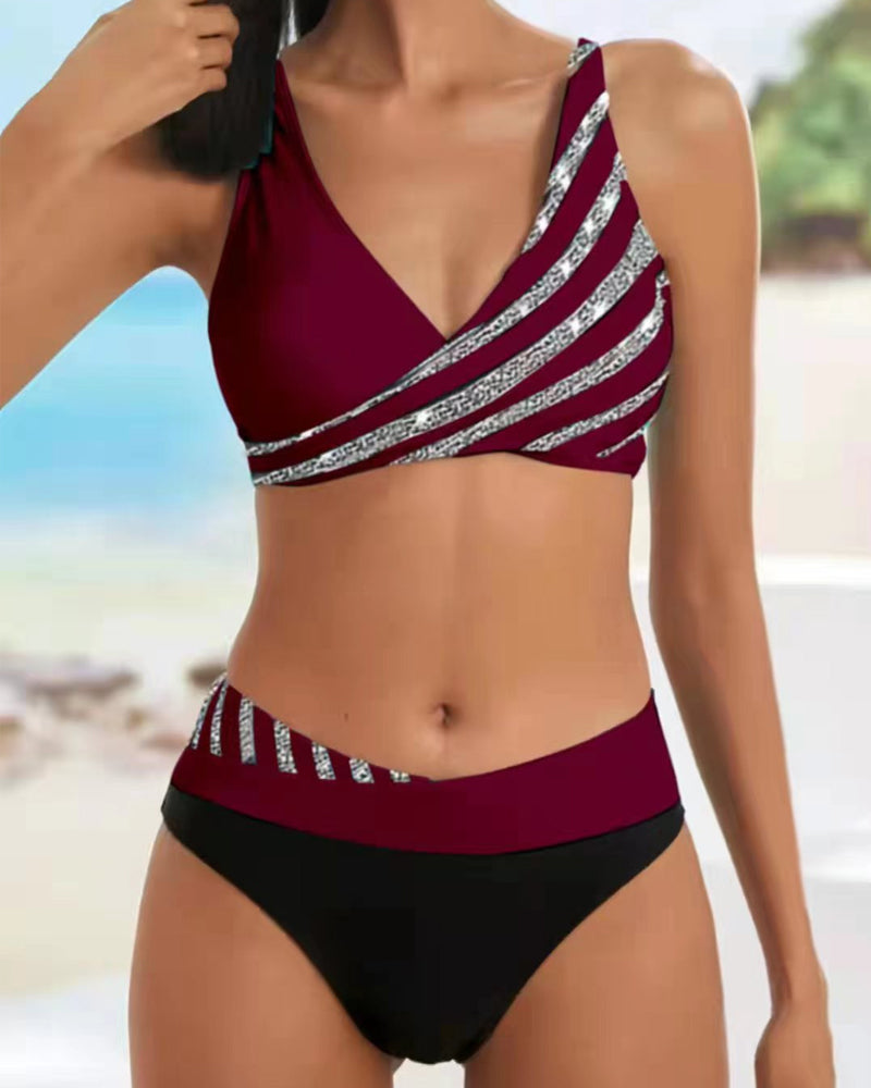 Mona - Bikini estampado em tons quentes