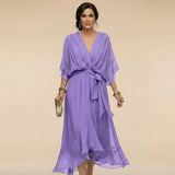 MARTA | VESTIDO DE CHIFFON COM DECOTE EM V
