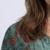 Valérie | Vestido maxi floral com decote em V e mangas três quartos