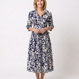 Claire | Vestido midi de mangas longas e cinto