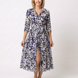 Claire | Vestido midi de mangas longas e cinto