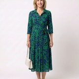 Claire | Vestido midi de mangas longas e cinto