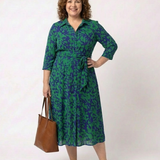 Claire | Vestido midi de mangas longas e cinto
