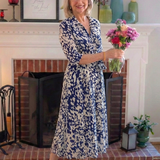 Claire | Vestido midi de mangas longas e cinto