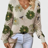 Kathleen | Sweater Floral com Trabalho Abertos