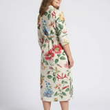 Charlotte | Vestido midi com flores e mangas curtas com botões