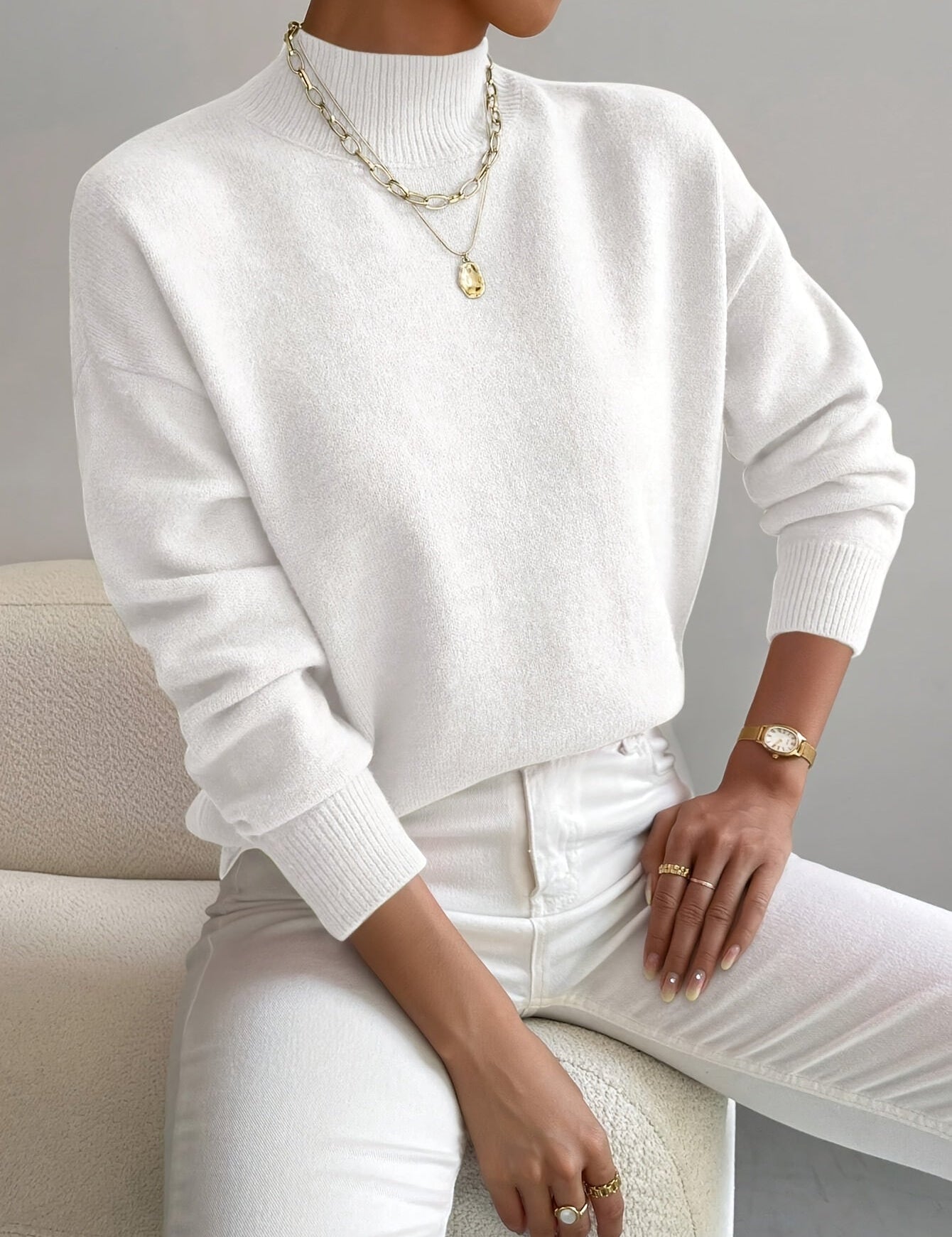 Harper | Sweater de Gola Alta Suave
