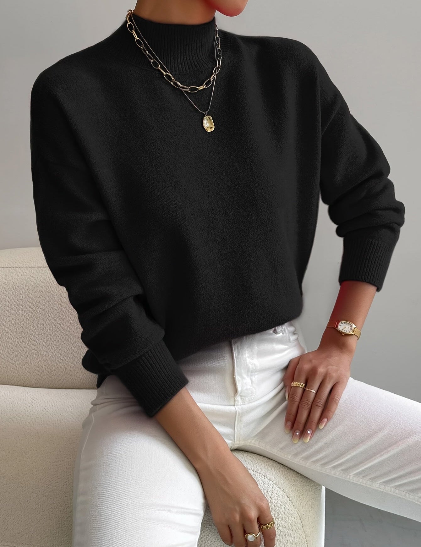 Harper | Sweater de Gola Alta Suave