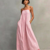 Vestido elegante longo sem mangas
