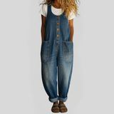 Lenna – Macacão em denim de algodão vintage